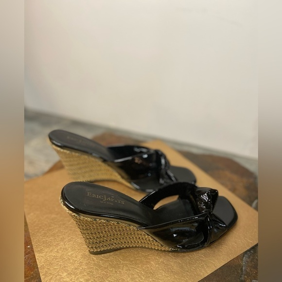Eric Javits~Real Patent Leather Knotted Slip-On Wedge Sandals~Size 9 1/2 M - Picture 12 of 13